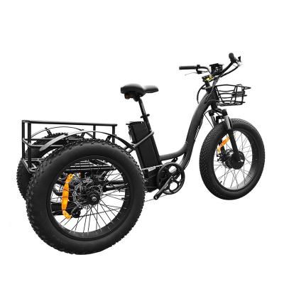 China Electric Tricycle 48V 500W 750W Front Aluminum Alloy Hub Motor Fat Tire Bike Three Wheels Cheap Electric Cargo For Elder for sale