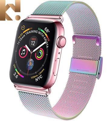 China Gold Mesh Milanese Watch Band Stainless Steel Metal Strap Keepwin 38mm 40mm 42mm 44mm For iWatch Series 7 6 5 4 3 2 1 Se for sale