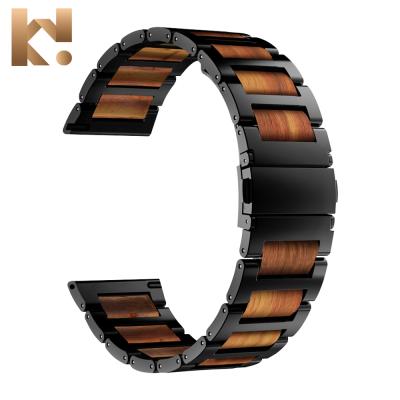 China Keepwin Stainless Steel Wood Watch Bands 16mm 18mm 20mm 22mm For Samsung Galaxy 2 Active for sale