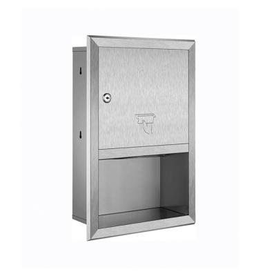 China New Style Brushed SUS304 Stainless Steel Mount Recessed Bathroom Toilet Multi-Fold/C-Fold Hand Tissue Paper Towel Dispenser for sale