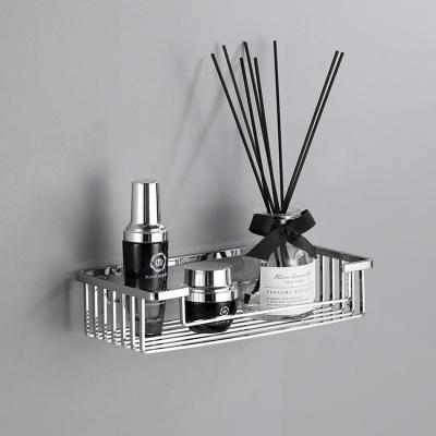 China Wall Mounted Type Wholesale Price Wall Hanging Stainless Steel Storage Basket Rectangular Metal Toilet Bathroom Storage Shelf for sale