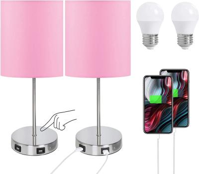 China Lighting works 2 USB charging ports, suitable for living room, bedroom, modern kids room touch desk lamp for sale