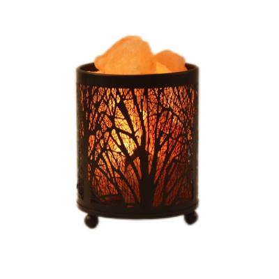 China UK Custom Made Metal Iron Basket Himalayan Salt Lamps USA Salt Night Light With Dimmer Switch Pink Rock Chunks for sale