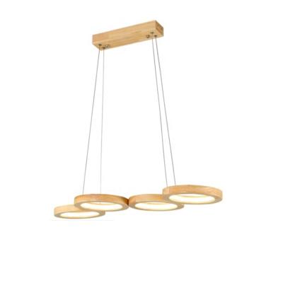 China Minimalist/Modern/Nordic Nordic Round Flat Surface Mount Wood Hanging Lamps For Home Creative Circle Shape Chandelier For Dining Room for sale