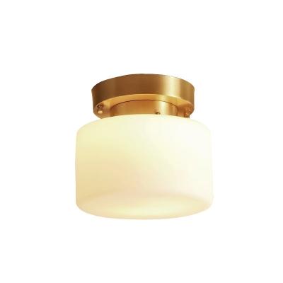 China Post Outdoor Mounted Modern Copper Brass Ceiling Light For Cloakroom Balcony Nordic Creative E27 Hallway Frosted Glass Ceiling Lamp for sale