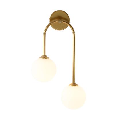 China Nodric/modern high quality nordic creative glass ball hanging wall lamp for hotel modern simple shape painting wall gold lighting for sale