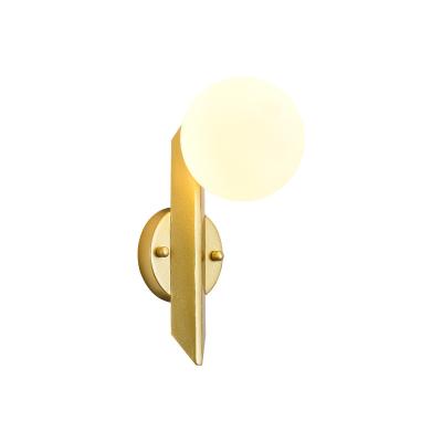 China Factory direct sale modern luxury design led lamps for home base modern brass globe decoration shade glass wall light for bedroom for sale