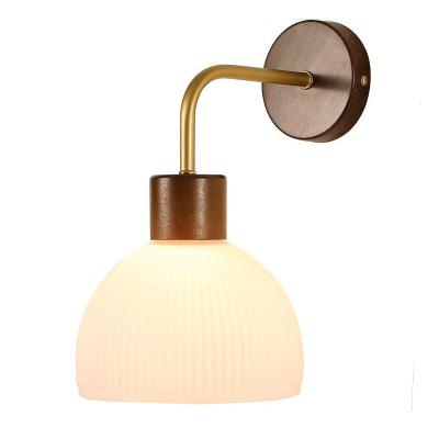 China Hallway Glass Wall Light Industrial Entrance Porch Lights Nordic Creative Bedroom Wooden Wall Lights Cloakroom For Home Decor for sale