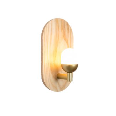 China Nordic hot sale modern solid wood base wall lamp for bedside G4 led bulb aisle creative modern wood led wall lighting for home for sale