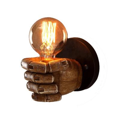 China Industrial/Rustic Vintage Fist Resin Wall Lamp For Restaurant Cafe Bedside Retro E27 Wall Light for sale