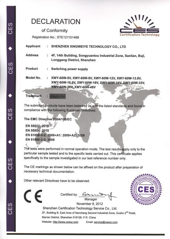 LVD,EMC, ROHS,FCC - Shenzhen Huyssen Technology Co.,Ltd.