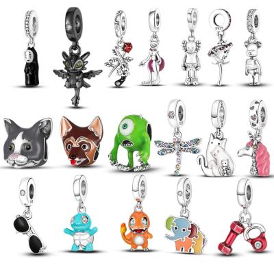 China S925 Charm Cute Dinosaur Cartoon Silver Plated Pendant Fits Bracelet Necklace kawayDIY Butterfly Jewelry Kids Women for sale