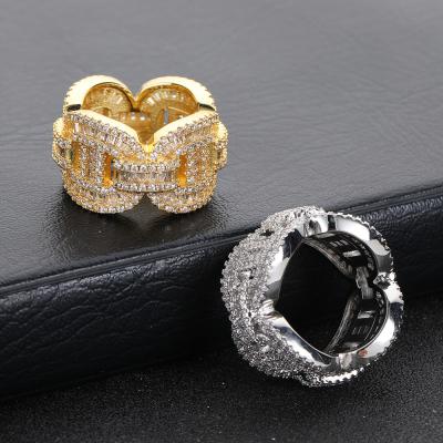 China New CLASSIC men's jewelry Evan's Cuban chain gold plated micro set zircon hiphop men's ring cocktail engagement ring for men for sale