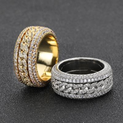 China Hiphop Evan New Arrive European Hip Hop Micro Set Zirconia Cuban Ring Gold Plated Trendy Mens Jewelry Ring for sale