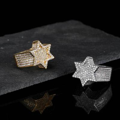 China Hiphop Evan European Men's Full Hop Hiphop Evan Hip Jewelry Star Diamond Brass Gold Plated Personality Ring Micro Inset Zircon for sale