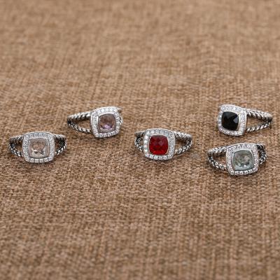 China Other Dy Five-color Square Stone Hot Wire Diamond Ring Double Dy Retro Fashion New Versatile David for sale