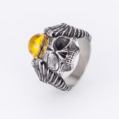 China New Hiphop Evan Personality Skeleton Devil's Eye Ring Stainless Steel Men's Jewelry European And American Hop Rock Hip Titanium Steel for sale