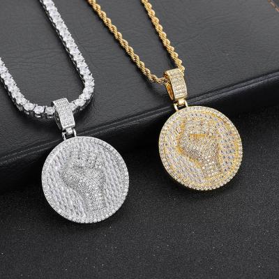 China New Hiphop Evan Men's Jewelry Men's Jewelry Hiphop Evan Men's Hip Hop Coin Fist Power Tennis Chain Men's And Women's Ins Copper Set Copper Pendant Necklaces for sale