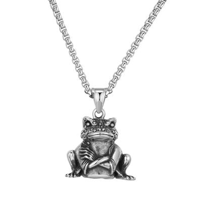 China Factory Wholesale Hiphop EVAN Hip Hop Rock Jewelry Gold Frog Stainless Steel Pendant Men's Necklace for sale