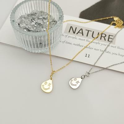 China 2021 Gold Plated Girlfriend Lady Wholesale Cute Silver Necklace S925 OK Smile Face Pendant From Factory EVAN1180 for sale