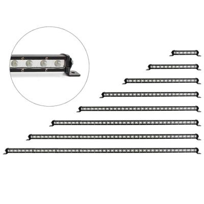 China Super bright offroad 18w 36w 54w 72w 90w 108w 144w single row super thin light bar for car spot offroad auto led light bar for sale