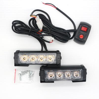 China Auto High Power 4LED Car Truck Front Grille LED Strobe Warning Light Police LED Vehicles Emergency Security Warning Light Bar Emergency Light 12V for sale