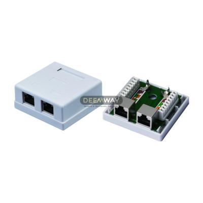 China ABS RJ45 Outdoor Rack Junction Box Cat5e Dual Port STP Outlet Box for sale