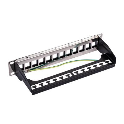 China Metal Electronic Ports 1U 12 RJ45 Cat5e, Cat6 and Cat 6A Dumped Blank Patch Panel for sale