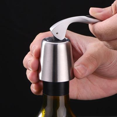 China Custom Logo Expanding Beverage Reusable Wine Bottles Reusable Wine Bottle Plug Stainless Steel Wine Bottle Stopper Saver With Silicone for sale