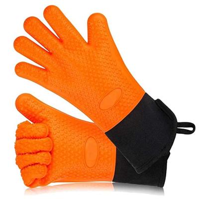 China CLASSIC Silicone Oven Mitts, Cotton Scratching Silicone Heat Resistant Non-Slip Kitchen Gloves Great for Baking, Cooking, BBQ for sale