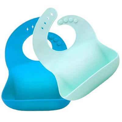 China Wholesale Viable Silicone Baby Bibs 2 Packs For Boys And Girls Silicon With Pocket Spoons for sale