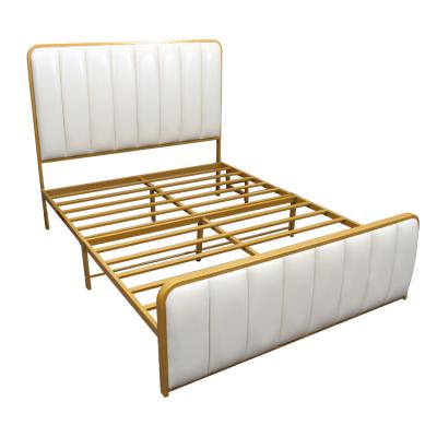 China Other free sample European bedroom gold beds furniture antique designs general purpose metal bed frame double bed wholesale price for sale