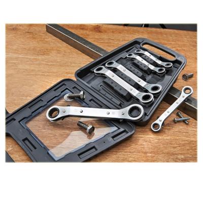 China Quality Ring Ratchet Wrench Spanner Set 6-19mm Reversible Flat Industrial and Auto Repair Tool Kit for sale