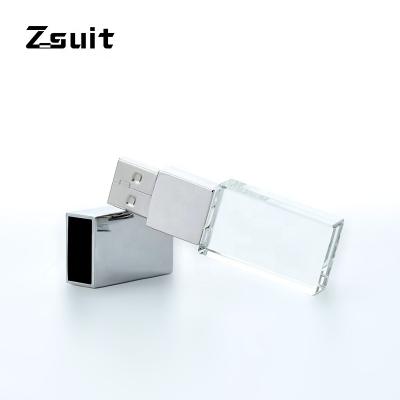 China Hot Selling Rectangle Factory Custom LOGO Crystal 8GB Memory USB Flash Drive OEM 3D With Color Light for sale