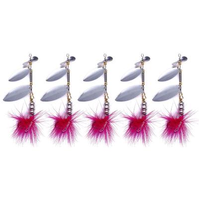 China 11.3G Metal Artificial Spoon 10CM Fishing Lures Spinner Bait With Feather Hook for sale