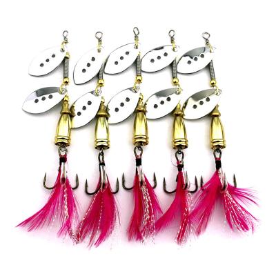 China Newup 9.3CM 8.2G Metal Spoon Bait Artificial Fishing Spinner With Feather Hook for sale