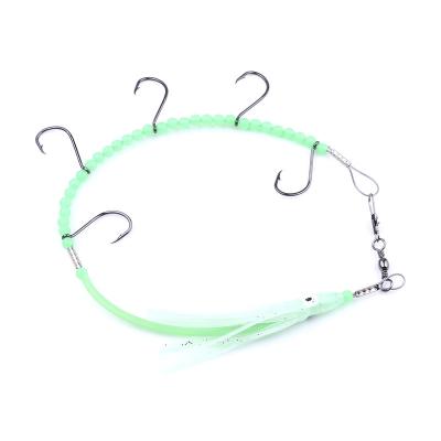 China Fish Yarn Line Beads Ocean Boat Fishing Twine Octopus Squid Soft Luminous Bait Hook for sale