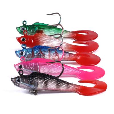 China 5pcs/bag 7cm/9g T Soft Tail Reel Soft Tail Bait Fishing Lure for sale