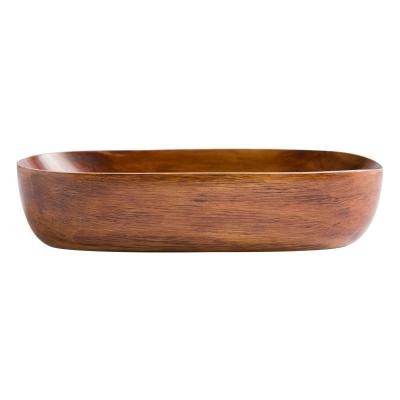 China Sustainable Natural Color Tableware Tray Wood Dessert Plate Dish Japanese Style Kembat Wooden Dish Dish Eco-friendly Wooden Tableware for sale