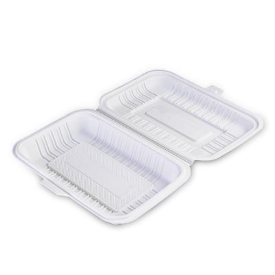 China CLASSIC 800ML Disposable Cornstarch Box Cornstarch Bento Clamshell Biodegradable Plastic Food Bowl for sale