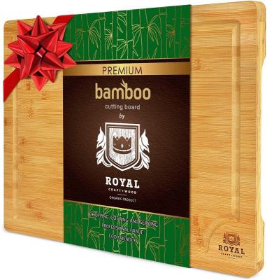 China Viable Custom Organic Bamboo Cutting Board with Juice Groove Set of 3 Logo Kitchen Chopping Board Custom Made for Meat Free for sale