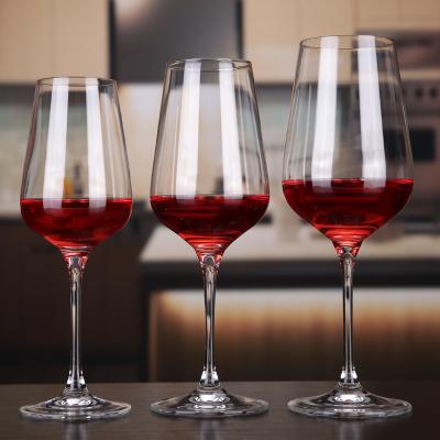 China New white clear glass red wine glass goblet red wine glass high quality lead-free custom-made classic/postmodern logo long stem for restaurant for sale