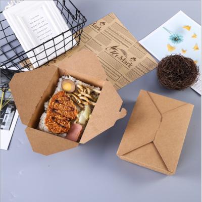 China Disposable Disposable Take Out Food Containers Brown Kraft Paper Box Take Out Food Bowls for sale