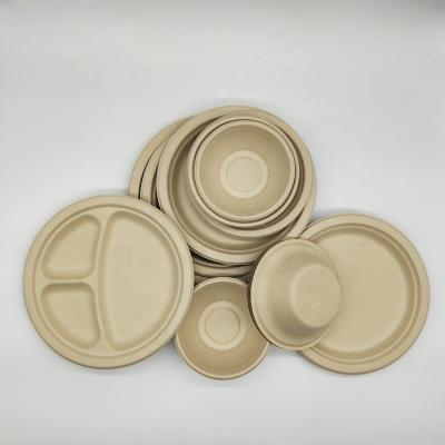 China Disposable Paper Plate Food Grade Green Sugarcane Bagasse Disposable Dish for sale