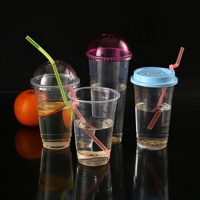 China Single wall plastic cup with screw on lid, plastic drink cup with straw, disposable plastic cup for sale