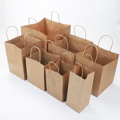 China Recycled Recyclable Materials Kraft Paper Bag With Your Own Logo , Custom Shopping Paper Bag For Food With Handle for sale