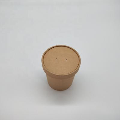 China Disposable DOUBLE WALL Kraft Paper Soup Cup, Easy Take Away Soup Paper Cups With Non Leaking Paper Lid for sale