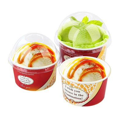 China Disposable Custom 3 5 8 12 16 20oz Logo Printed Paper Ice Cream Frozen Yogurt Cup With Lid for sale