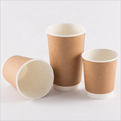 China Best Selling Products Disposable Brown Kraft Paper Coffee Drinks Wallpaper Double Cup Packaging for sale