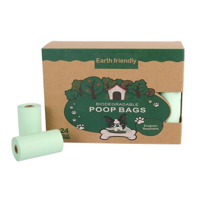 China 24 Rolls Cornstarch Sustainable Biodegradable Compostable Pet Waste Bags Take Dog Poop Bag Pet Cleaning for sale